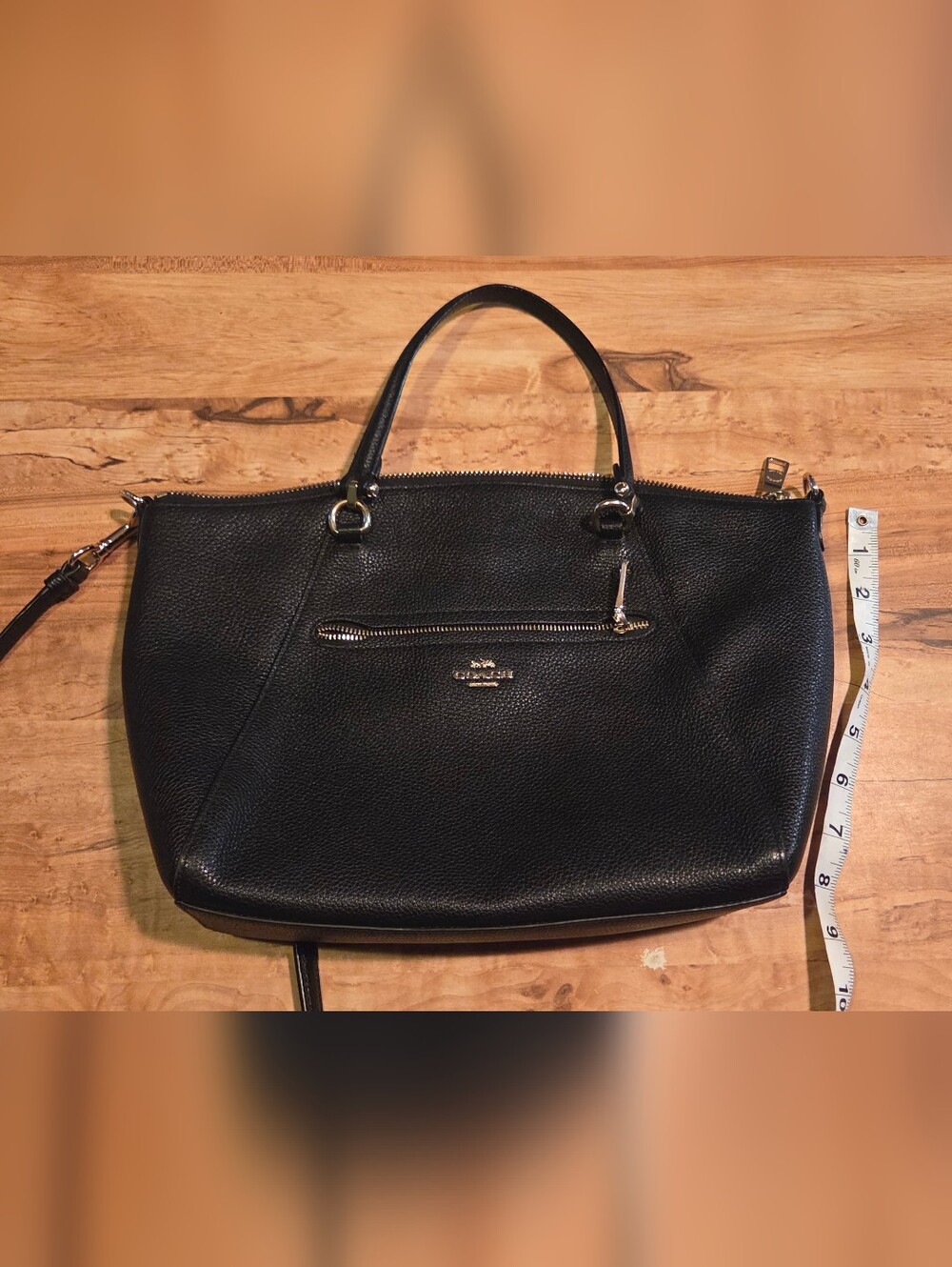 Coach Black Leather Zip-Top Satchel